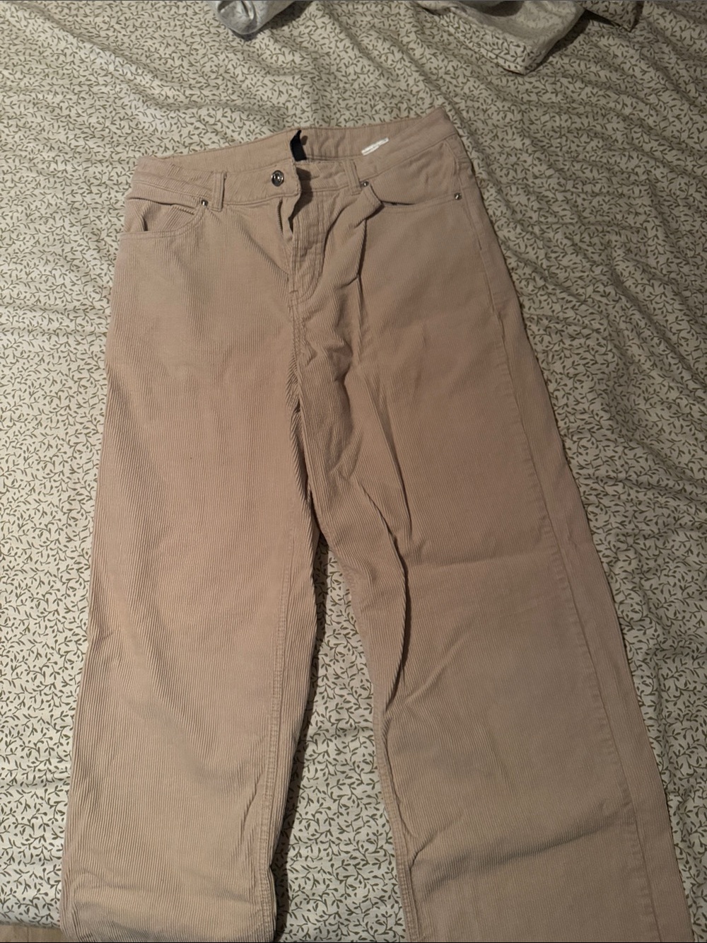 H&M Wide Leg Corduroy Pants in Light Tan